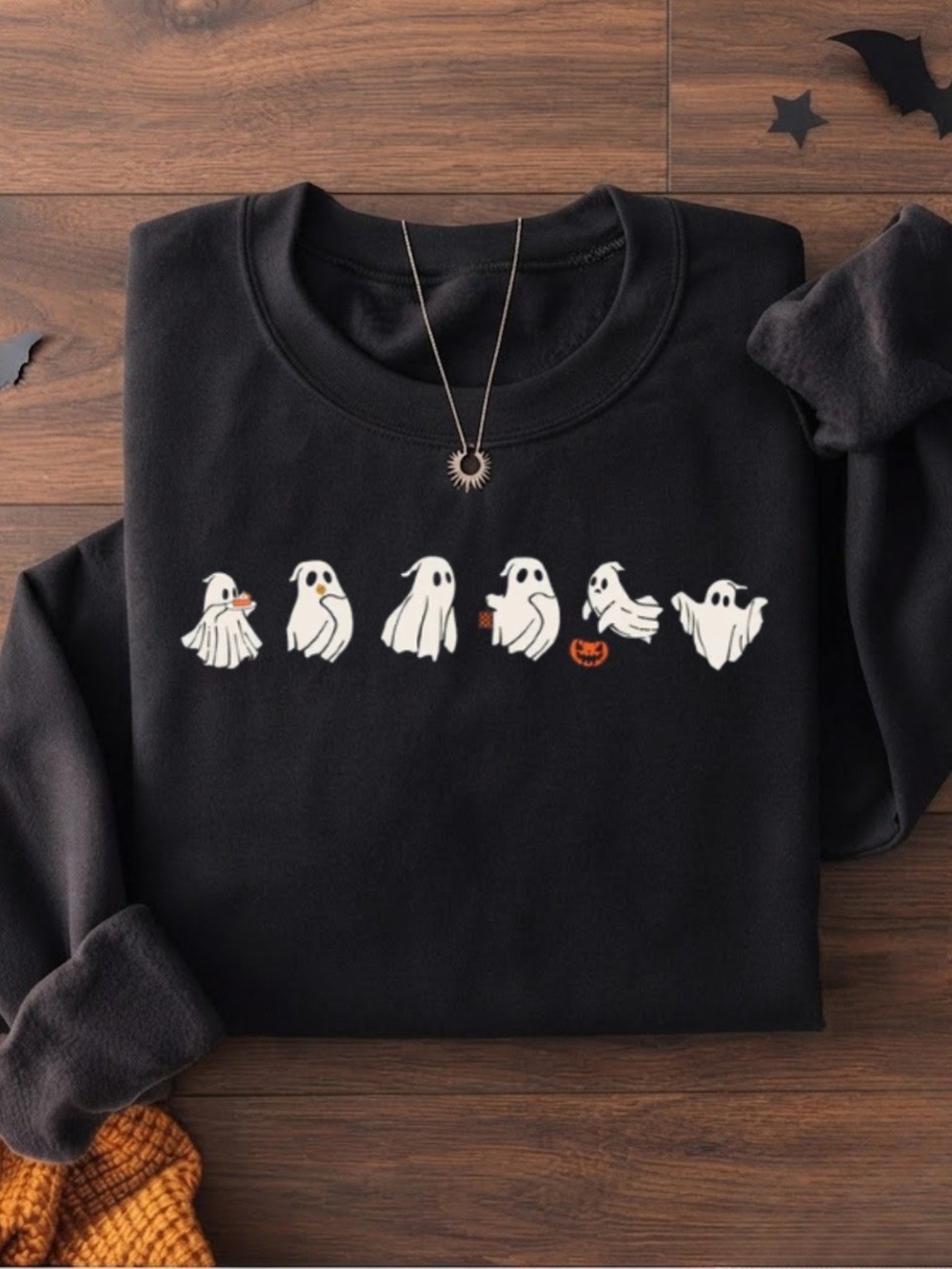 Cute Group of Ghost Halloween Jumper Spooky Little Ghosts Graphic Gildan Sweatsh